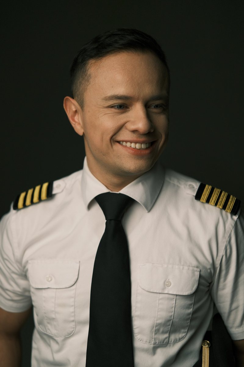 Erick Guerrero in his pilot uniform